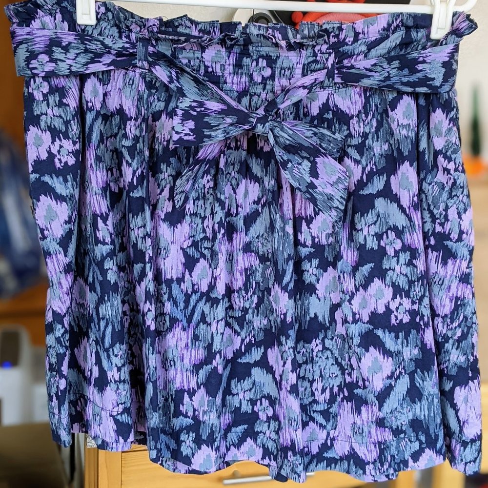 Navy Blue, Purple, and Grey Print Skirt